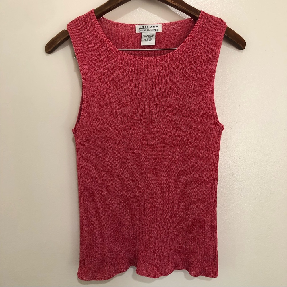 Womens pink knitted stretchy top size large.